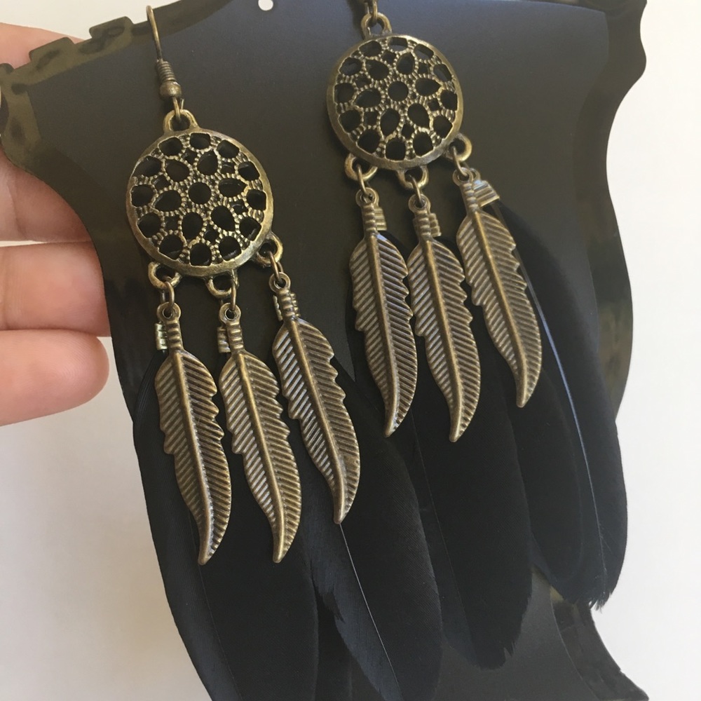 Dream Catcher Feather Earrings. - Picture 3 of 5